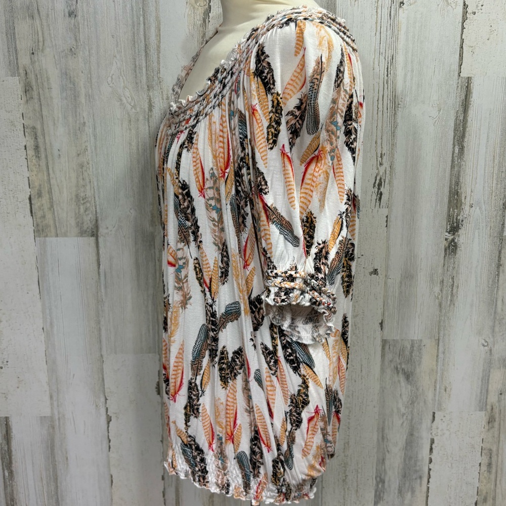 American Rag Plus Size Feather Print Top - Picture 6 of 10